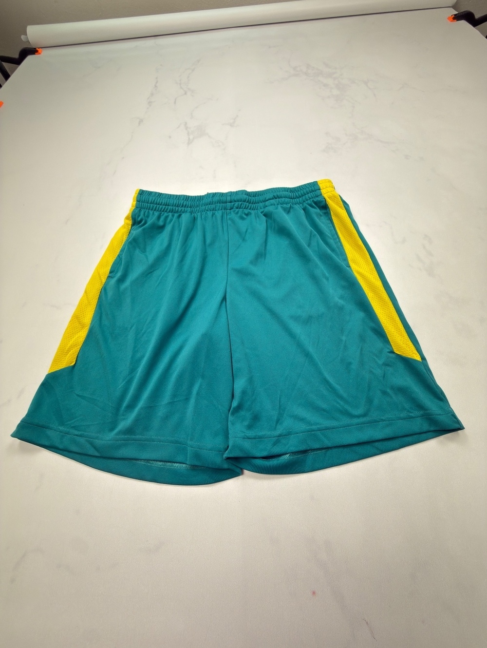 Tek Gear Athletic Shorts Turquoise Yellow 2000s Sporty - Boys XL Husky